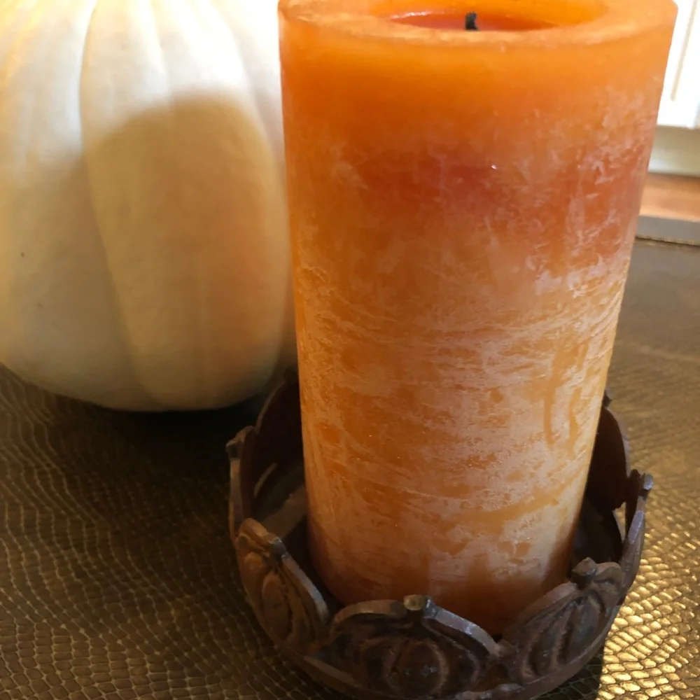 Rusted Iron Pumpkin Pillar Candle Holder - Halloween/Fall/Thanksgiving D…